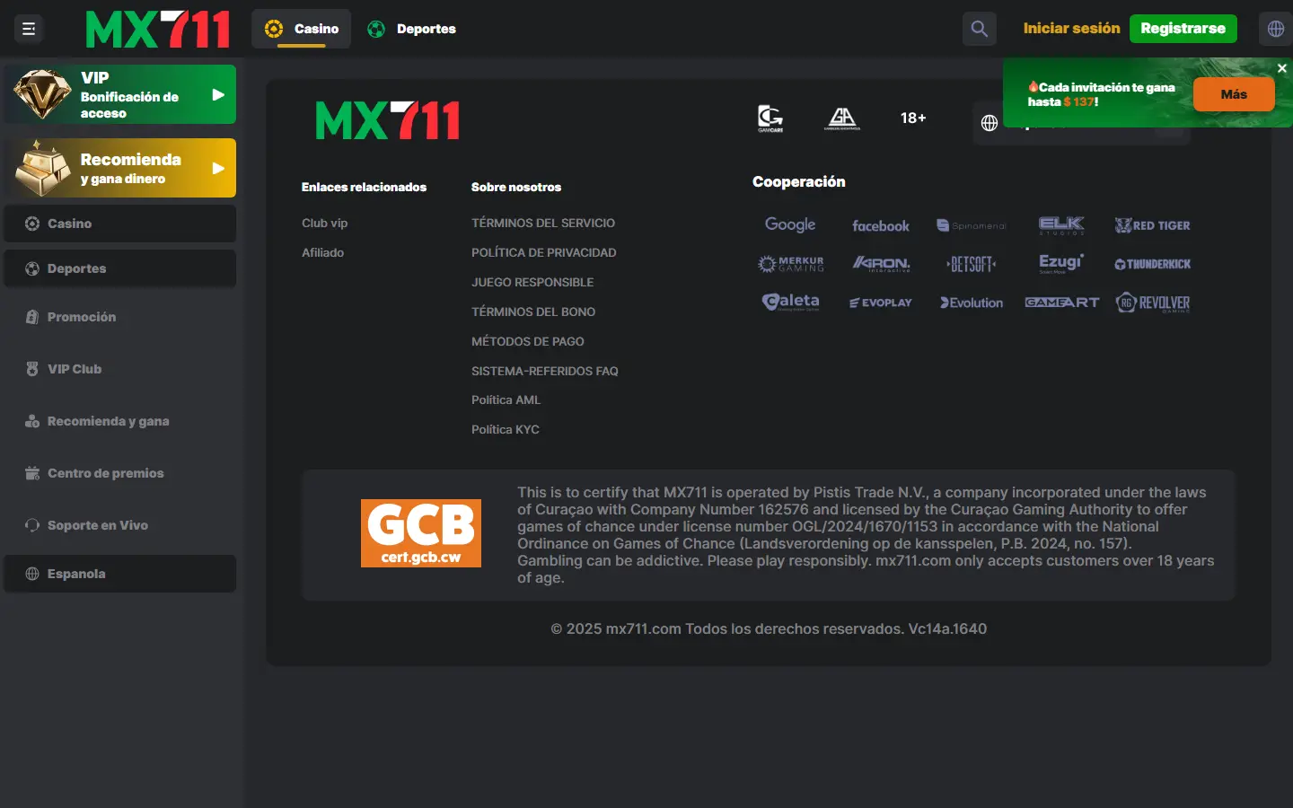 MX711: vista de la plataforma